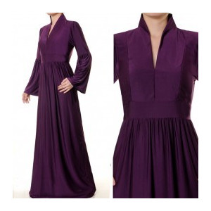 Mandarin Vneck Collar Maxi Dress