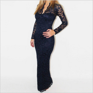 Vneck Scalloped Lace Maxi Dress