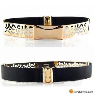 Vintage Gold Metal Plated Skinny Hollow Bowknot Belt