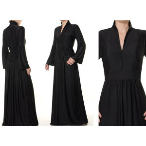 Mandarin Vneck Collar Plus Maxi Dress
