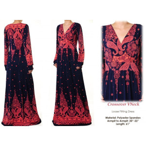 Printed Crossover Vneck Plus Maxi Dress