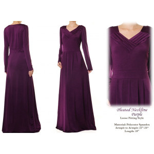 Pleated Neckline Plus Maxi Dress