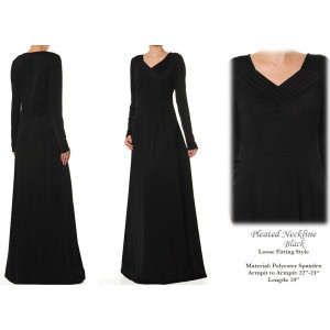 Pleated Neckline Plus Maxi Dress