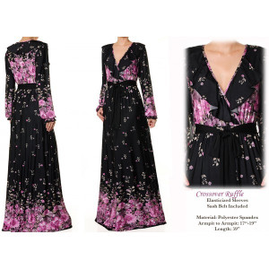 Crossover Ruffle Maxi Dress