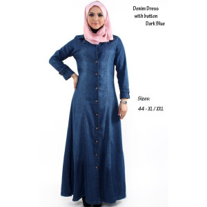 Front Button Denim Plus Maxi Dress