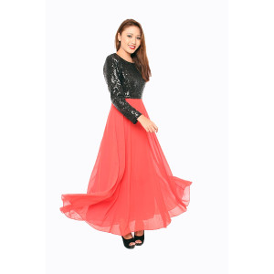 Sequin & Chiffon 1pc Maxi Dress
