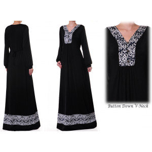 Button Down Vneck Plus Maxi Dress