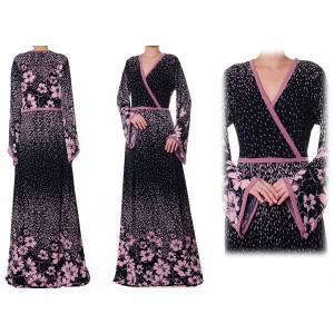 Printed Crossover Vneck With Bell Sleeves Plus Maxi Dress