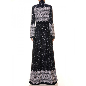 Mandarin Vneck Collar Plus Maxi Dress
