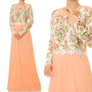 2 Tone Floral Maxi Dress