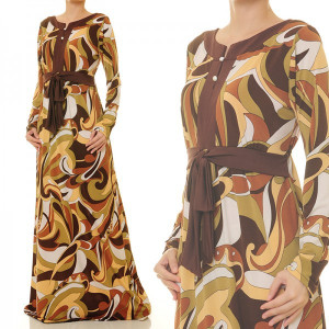 Round V Slit Plus Maxi Dress
