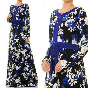 Round V Slit Plus Maxi Dress