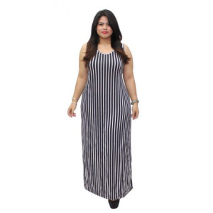 Vertical Stripes Sleeveless Extra Plus Maxi Dress