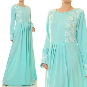 Round Neckline W Front Zip Maxi Dress