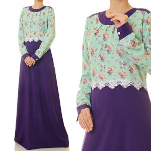 2 Tone Floral Plus Maxi Dress