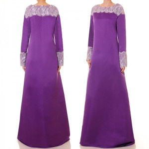 Lace Trim Matte Satin Dress