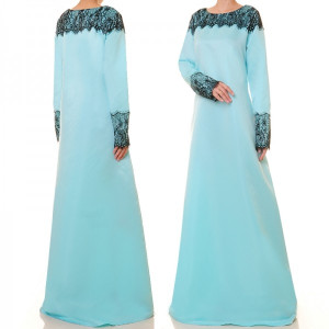 Lace Trim Matte Satin Dress