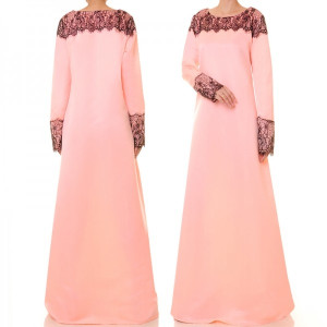 Lace Trim Matte Satin Dress