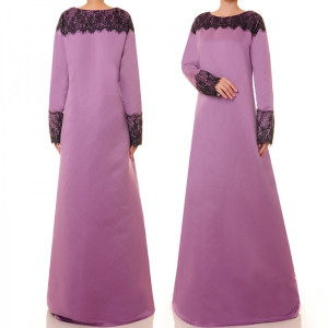 Lace Trim Matte Satin Dress
